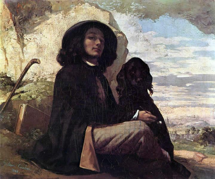 Gustave Courbet Self Portrait with a Black Dog